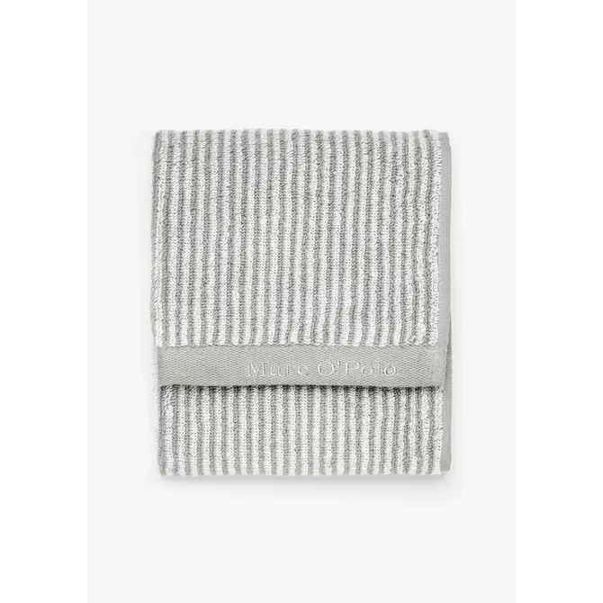 Marc O'Polo Timeless Tone Stripe serviette invité Gris/Blanc 30x50