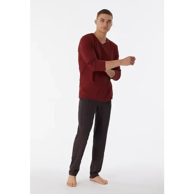 Schiesser Pyjama Long terracotta brown 180271 58/3XL