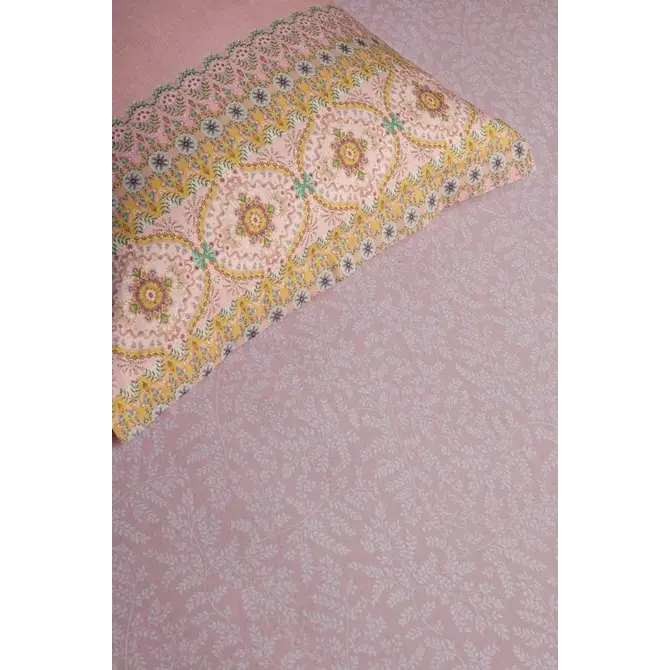 Pip Studio Leafy Hoeslaken - Roze 100 x 200/210/220 cm Hoek hoogte: 30 cm