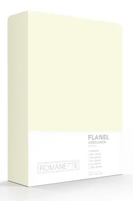 Romanette flanel hoeslaken  Ivoor 90x220