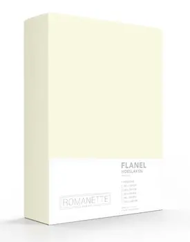 Romanette flanel hoeslaken  Ivoor 90x220