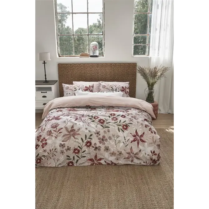 Riviera Maison Floral Flowers Housse de couette - Rouge 240x200/220 cm