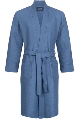 Morgenstern badjas Luca wafelstof Kimono 120cm Jeans blauw XL