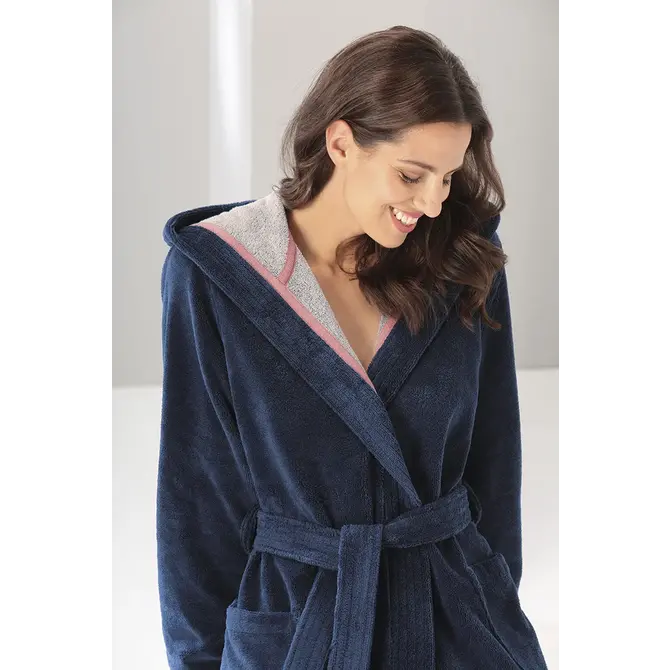 Cawö Badjas met capuchon 830 Doubleface  marine 32/34