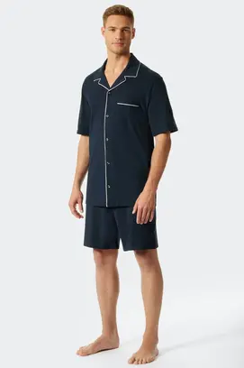 Schiesser Shortama bleu foncé 176808 56/XXL