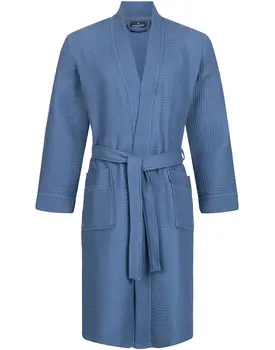 Morgenstern badjas Luca wafelstof Kimono 120cm Jeans blauw XXL