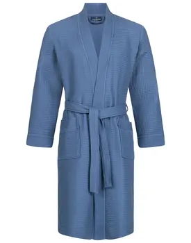 Morgenstern badjas Luca wafelstof Kimono 120cm Jeans blauw XXL