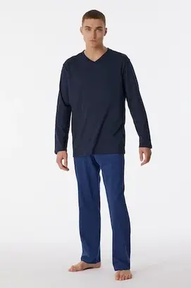Schiesser Pyjama Long nightblue 180251 48/S