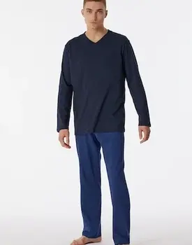 Schiesser Pyjama Long nightblue 180251 48/S