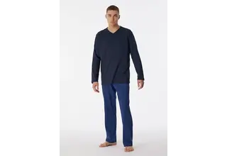 Schiesser Pyjama Long nightblue 180251 48/S