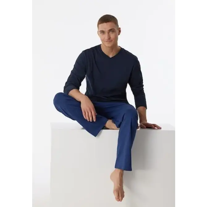Schiesser Pyjama long bleu nuit 180251 48/S