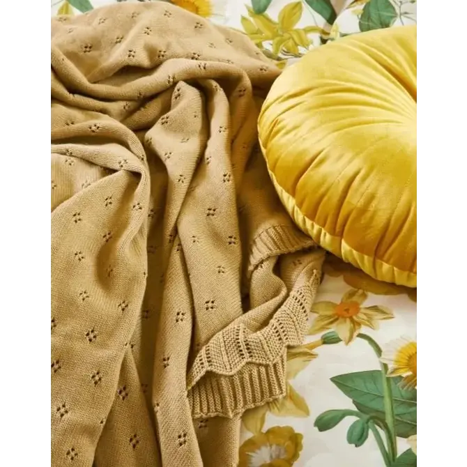 Essenza tricoté Ajour plaid Fern jaune 130x170