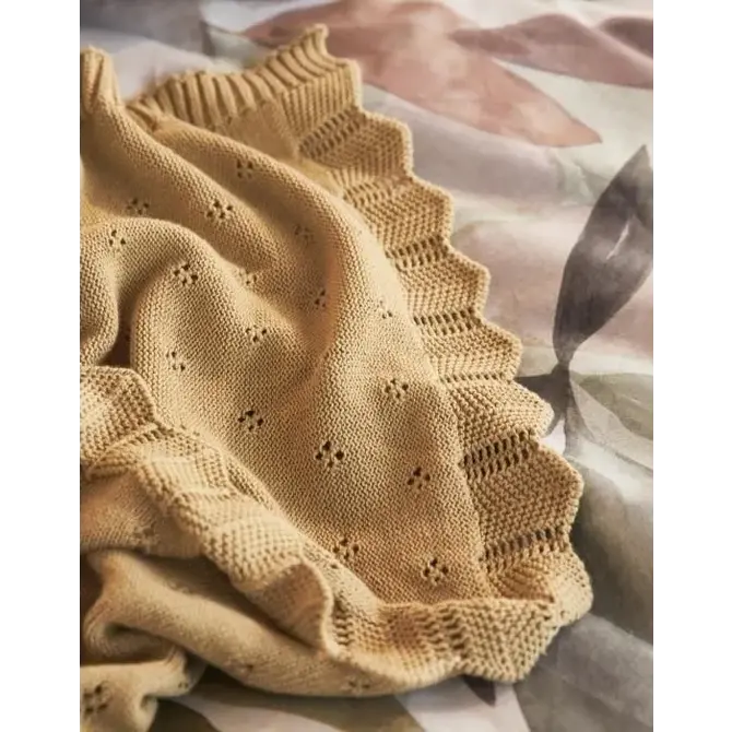 Essenza tricoté Ajour plaid Fern jaune 130x170