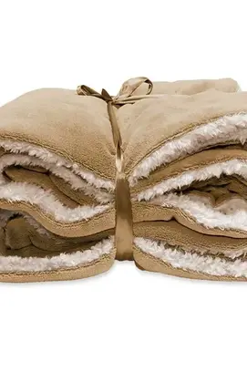 Unique Living Lars coral fleece/suede plaid 150x200cm Honey