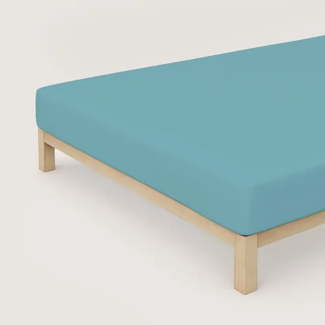 Schlafgut Drap-housse en jersey pur M - 120x200 - 130x220 467 Petrol Mid