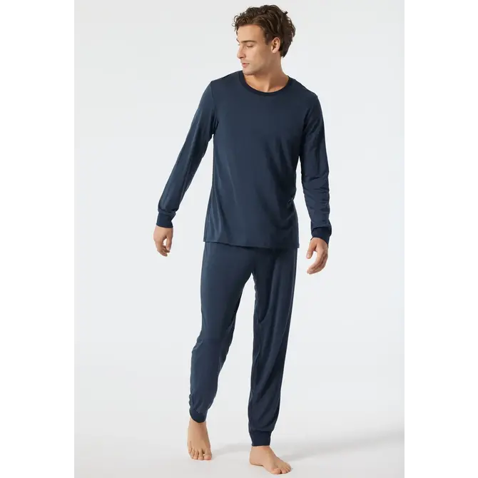 Schiesser Pyjama long bleu foncé 178114 56/XXL