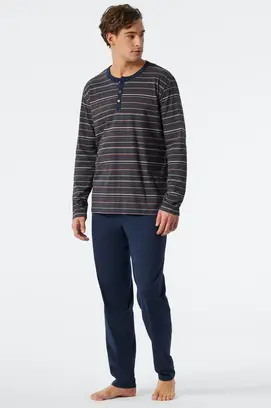 Schiesser Pyjama Long dark grey mel. 178104 48/S