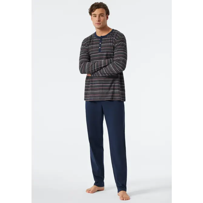 Schiesser Pyjama long gris foncé mel. 178104 48/S