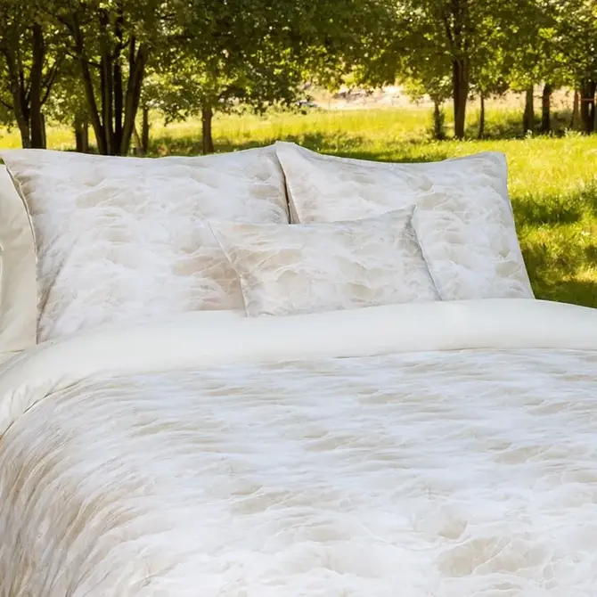 Housse de Couette Dommelin Marbre Satin 400TC Écru 240x200/220 cm