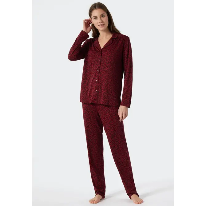 Schiesser Pyjama long 178056 rouge vin 42/XL