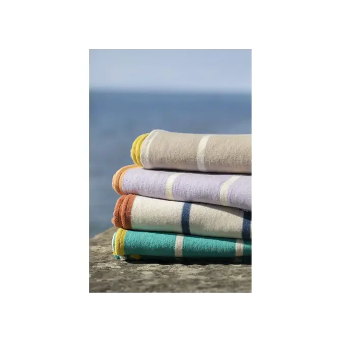 David Fussenegger LUCA flanelle coton plaid - rayures 200x140 cm sable