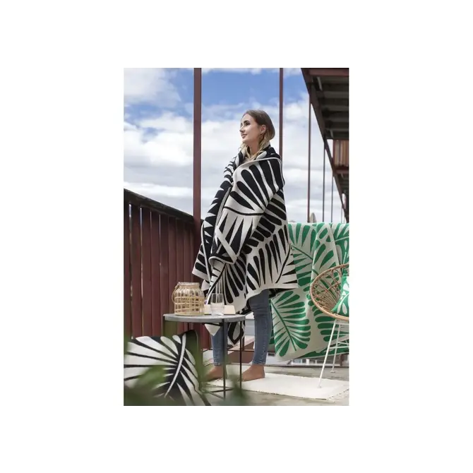 David Fussenegger LUCA plaid en coton - feuille de palmier 200x140 cm vert