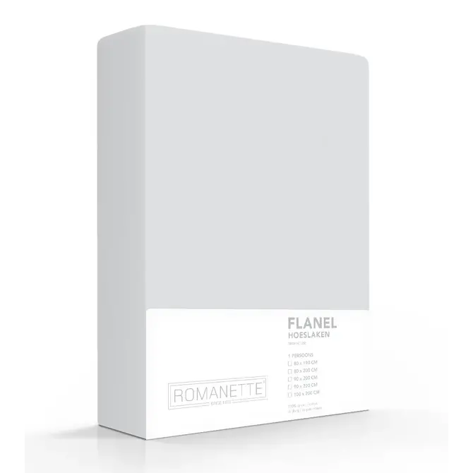 Romanette flanel hoeslaken  Zilver 140x200