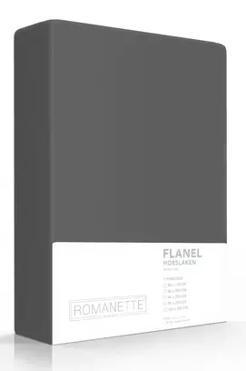 Romanette flanel hoeslaken  Antraciet 180x200
