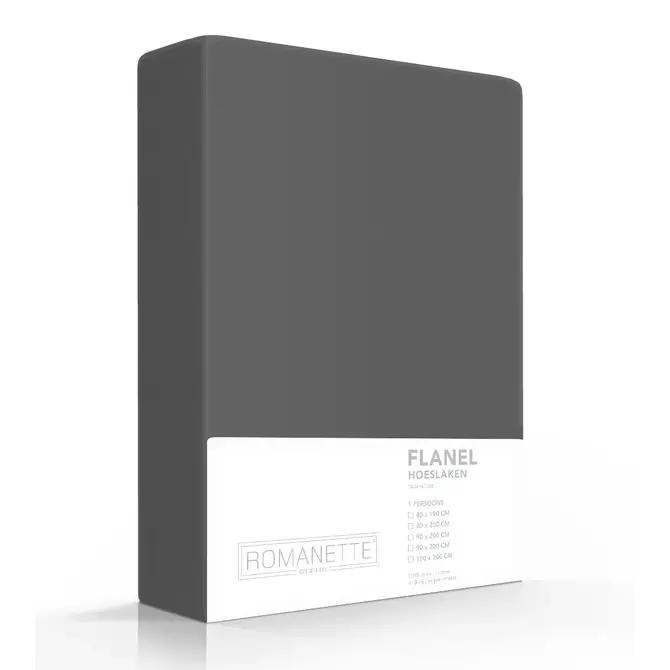 Drap-housse en flanelle Romanette Anthracite 180x200