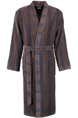 Cawö Heren Kimono Badjas extra licht 2508 - Tabak  48