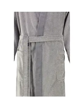 Cawö Heren Badjas 5840 Velours Kimono Stein 50