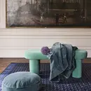Essenza Essenza Mads Coussin en fourrure vert récifal 45 cm rond