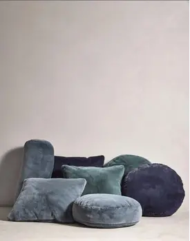 Essenza Mads Furry cushion Denim 45 cm round