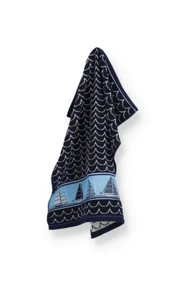 Bunzlau Castle Tea towel Boat Dark Blue