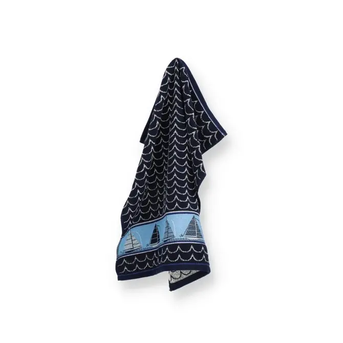 Bunzlau Castle Tea towel Boat Dark Blue