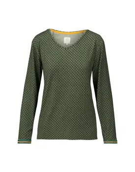 Pip Studio Trice Long Sleeve Top Suki Forest Green L