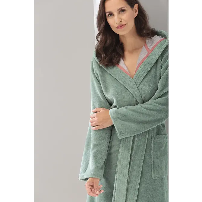 Cawö Badjas met capuchon 830 Doubleface  fjord 32/34