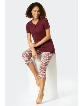 Schiesser Pyjama 3/4, korte mouw plum 176994 38/M