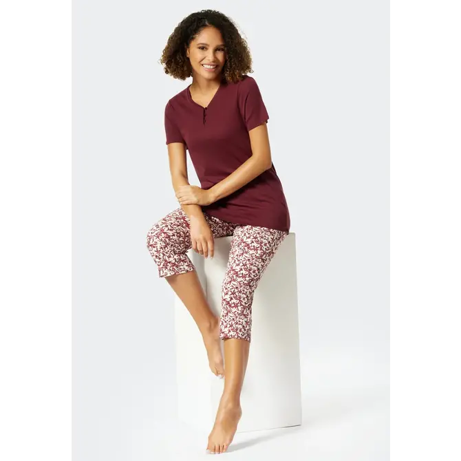 Schiesser Pyjama 3/4, korte mouw plum 176994 38/M