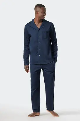 Schiesser Pyjama long bleu foncé 178337 54/XL