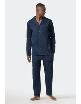 Schiesser Pyjama Long dark blue 178337 54/XL