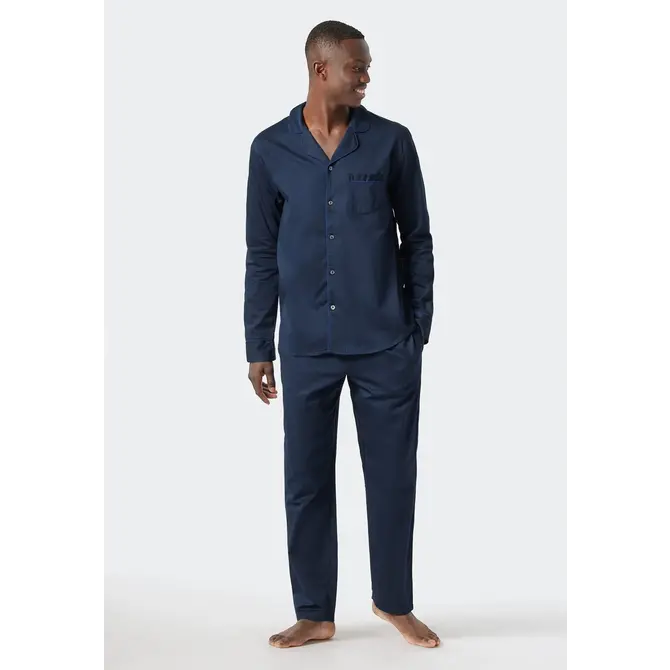 Schiesser Pyjama long bleu foncé 178337 54/XL