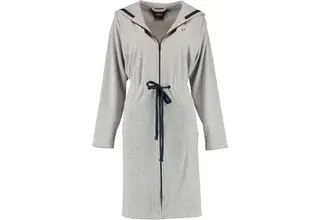 Cawö Peignoir pour dames avec capuche, sangle et fermeture éclair 821 - Grau-blau XL