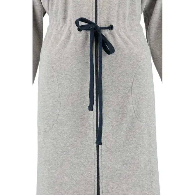 Cawö Peignoir pour dames avec capuche, sangle et fermeture éclair 821 - Grau-blau XL