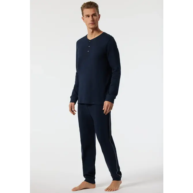 Schiesser Pyjama long bleu foncé 178109 58/3XL