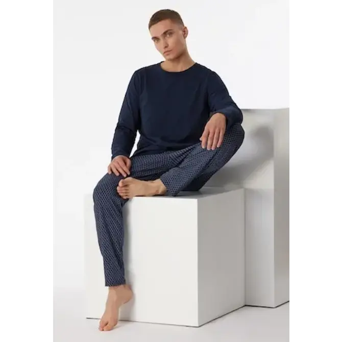 Schiesser Pyjama Long nightblue 180249 52/L