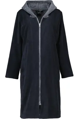 Cawö Badjas met capuchon en rits 5108 Uni  schwarz 44/46