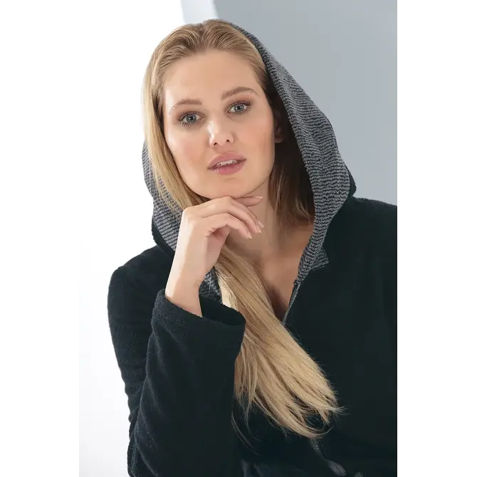 Cawö Peignoir zippé à capuche 5108 Uni schwarz 44/46 Cawö Peignoir zippé à capuche 5108 Uni schwarz 44/46
