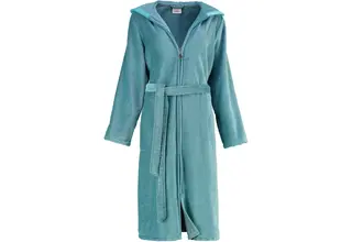 Cawö Dames Badjas met Capuchon en Rits 6432 Türkis 48