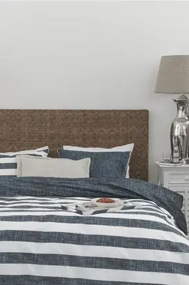 Rivièra Maison Lindy Lines Dekbedovertrek - Navy 240x200/220 cm